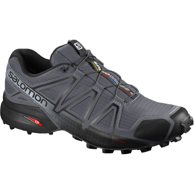 Salomon Singapore Mens Trail Running Shoes - SPEEDCROSS 4 WIDE Grey/Black | 84916-VJDH